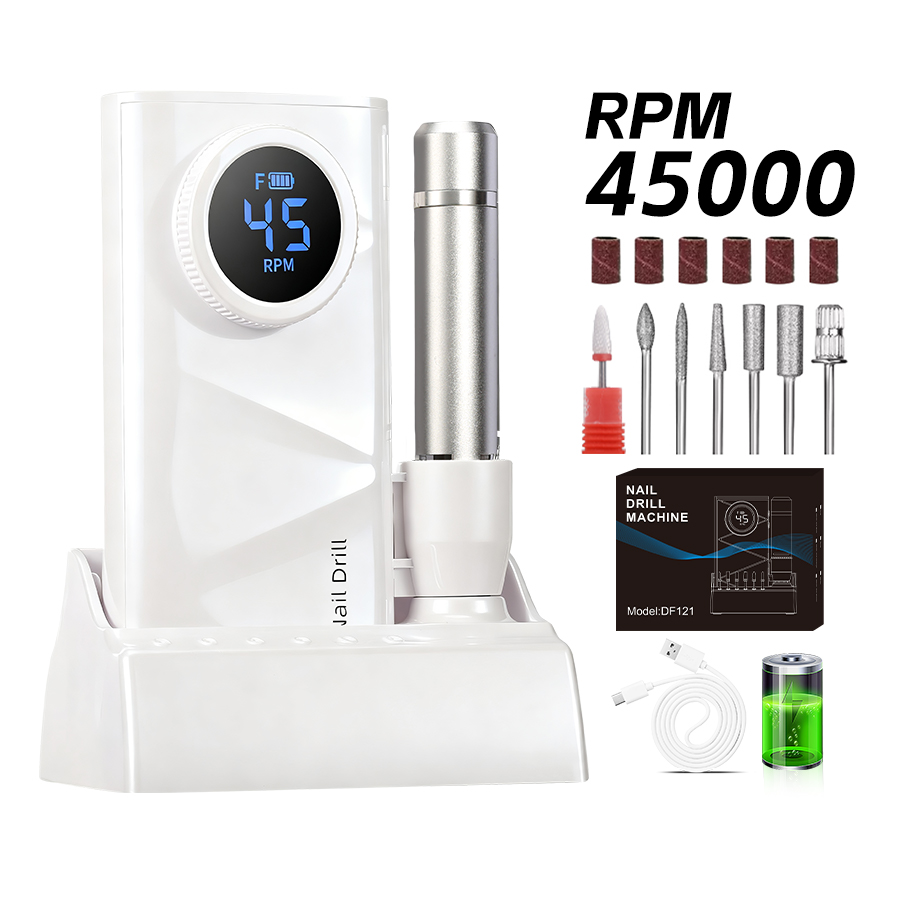 Power Tools Online - Rechargeable Nail Drill Machine, 45000RPM, 4500mAh
