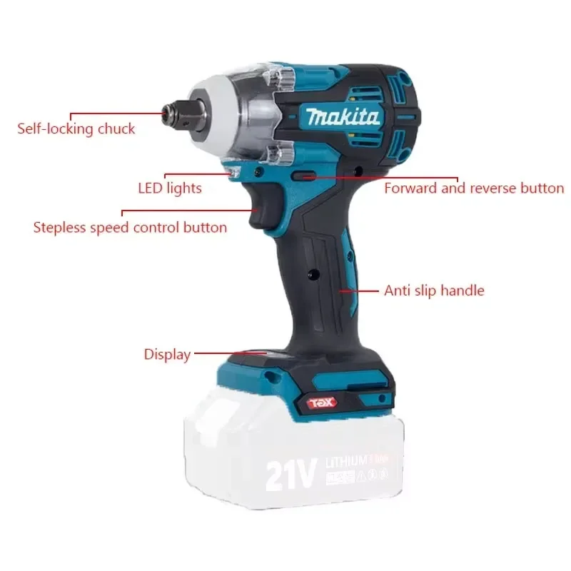 Cordless Drill Driver - Makita TW004G 630N.m Brushless Screwdriver Machine