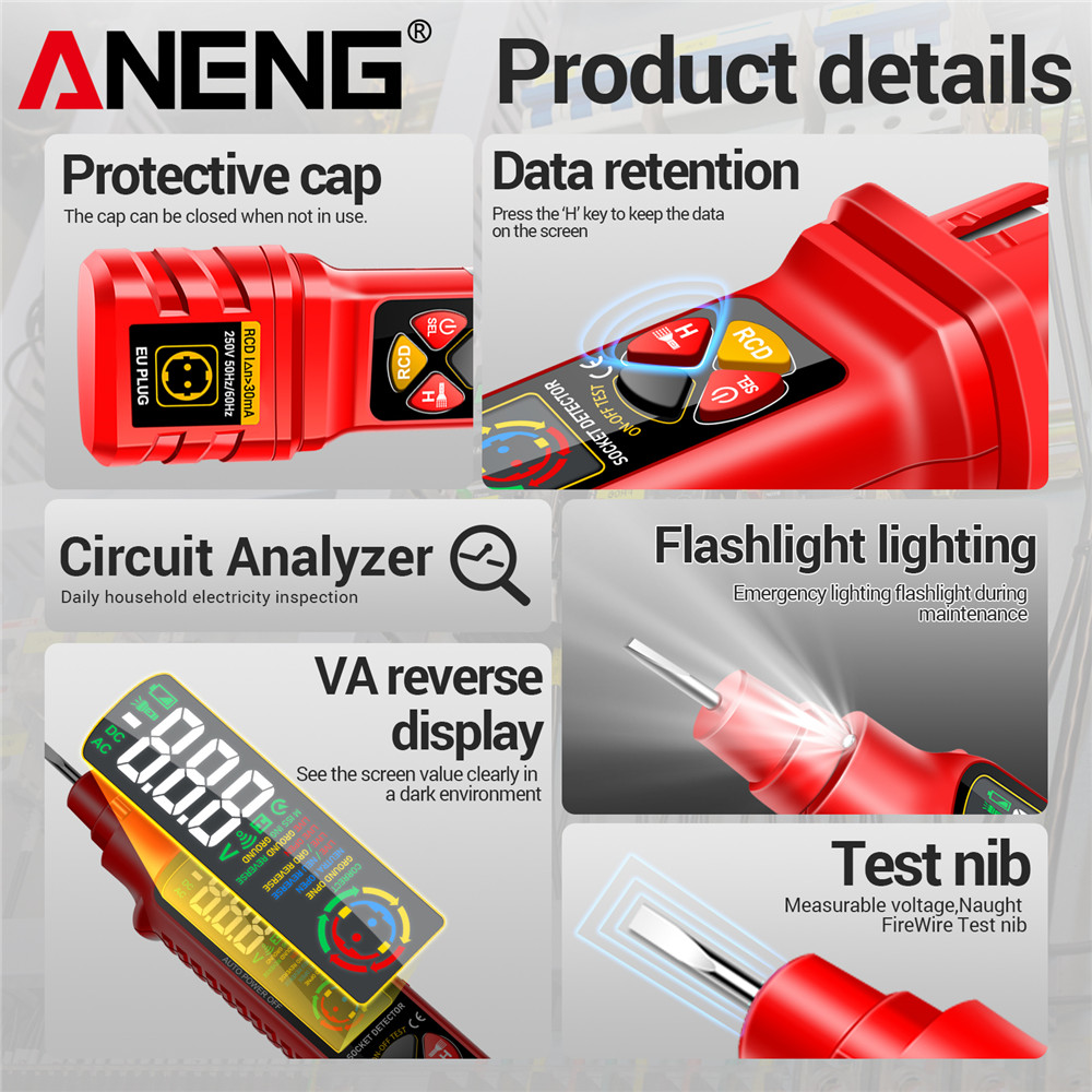 Socket Power Tester ANENG VD80 - огляд і ціна Power Tools Voltage