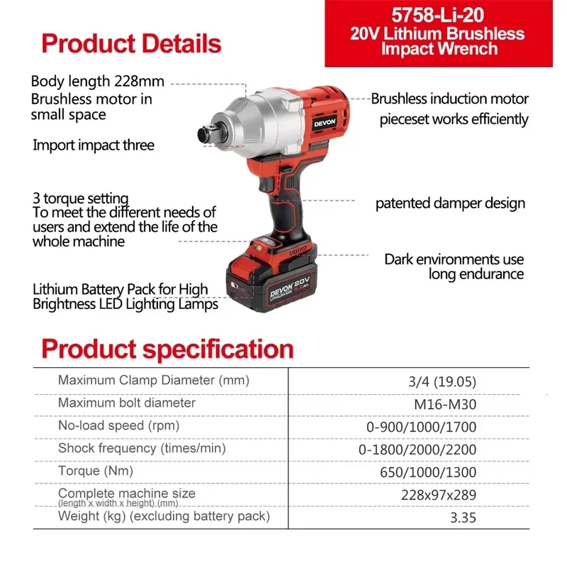 Devon 20V large torque three t - огляд і ціна Power Tools Cordless
